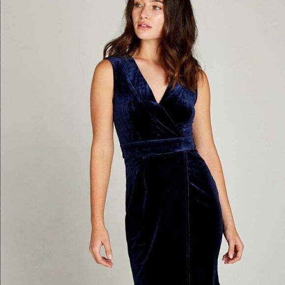 ❤️NWT APRICOT Navy Blue Velvet Cocktail Dress - Picture 6 of 16